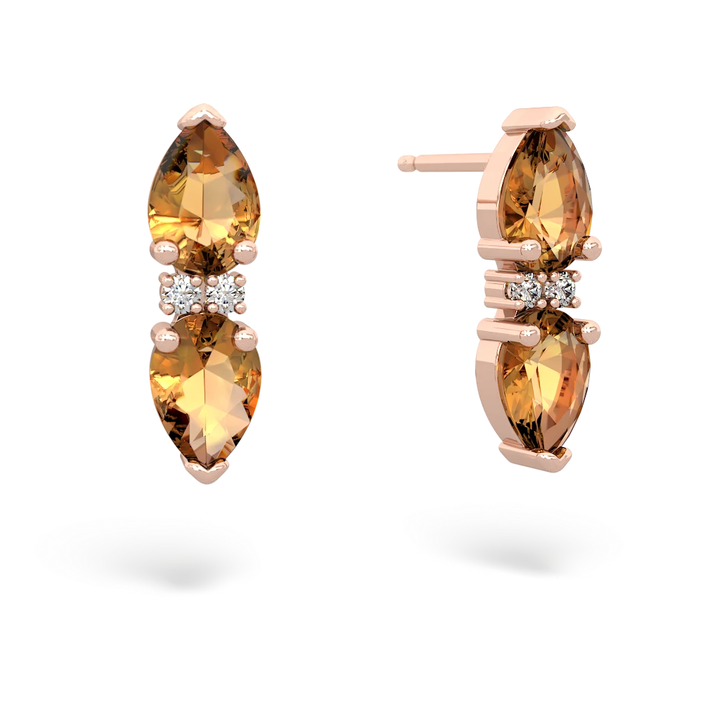 Citrine Bowtie Drop 14K Rose Gold earrings E0865