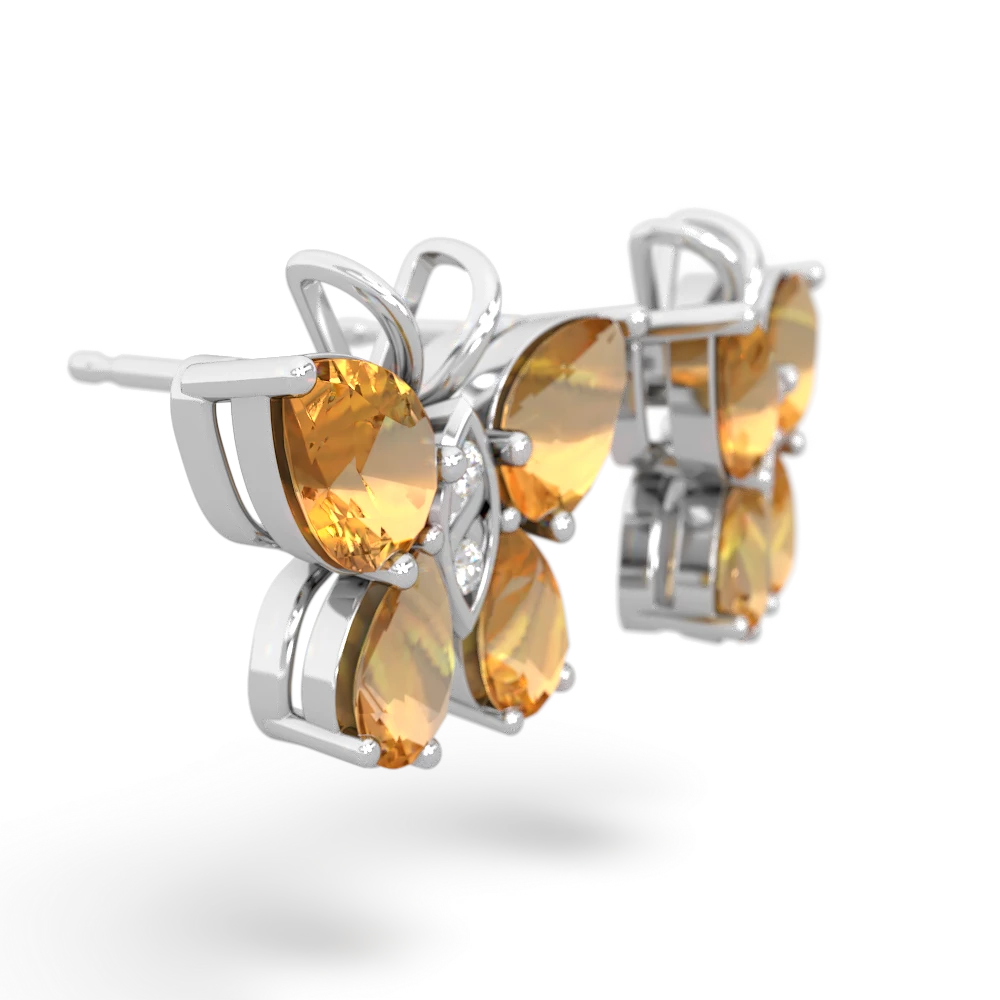 Citrine Butterfly 14K White Gold earrings E2215