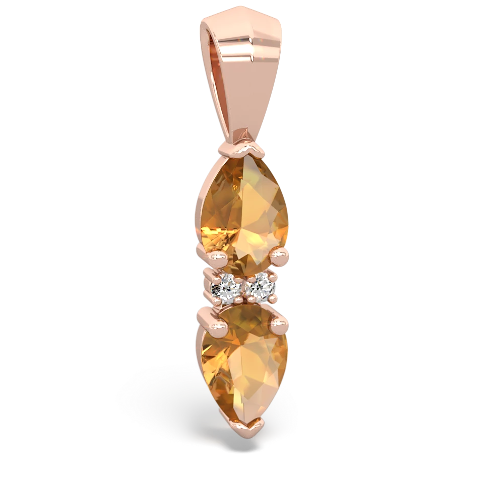 Citrine Bowtie Drop 14K Rose Gold pendant P0865