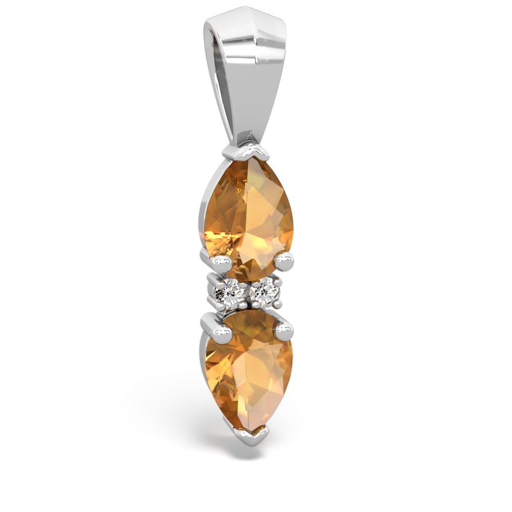 Citrine Bowtie Drop 14K White Gold pendant P0865