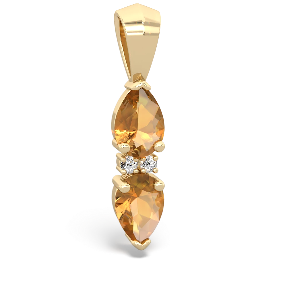 Citrine Bowtie Drop 14K Yellow Gold pendant P0865