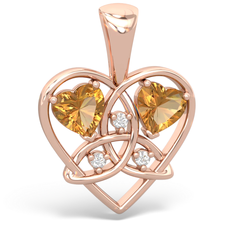 Citrine Celtic Trinity Heart 14K Rose Gold pendant P5331