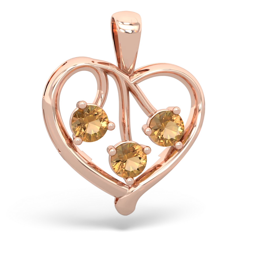 Sapphire Glowing Heart 14K Rose Gold pendant P2233