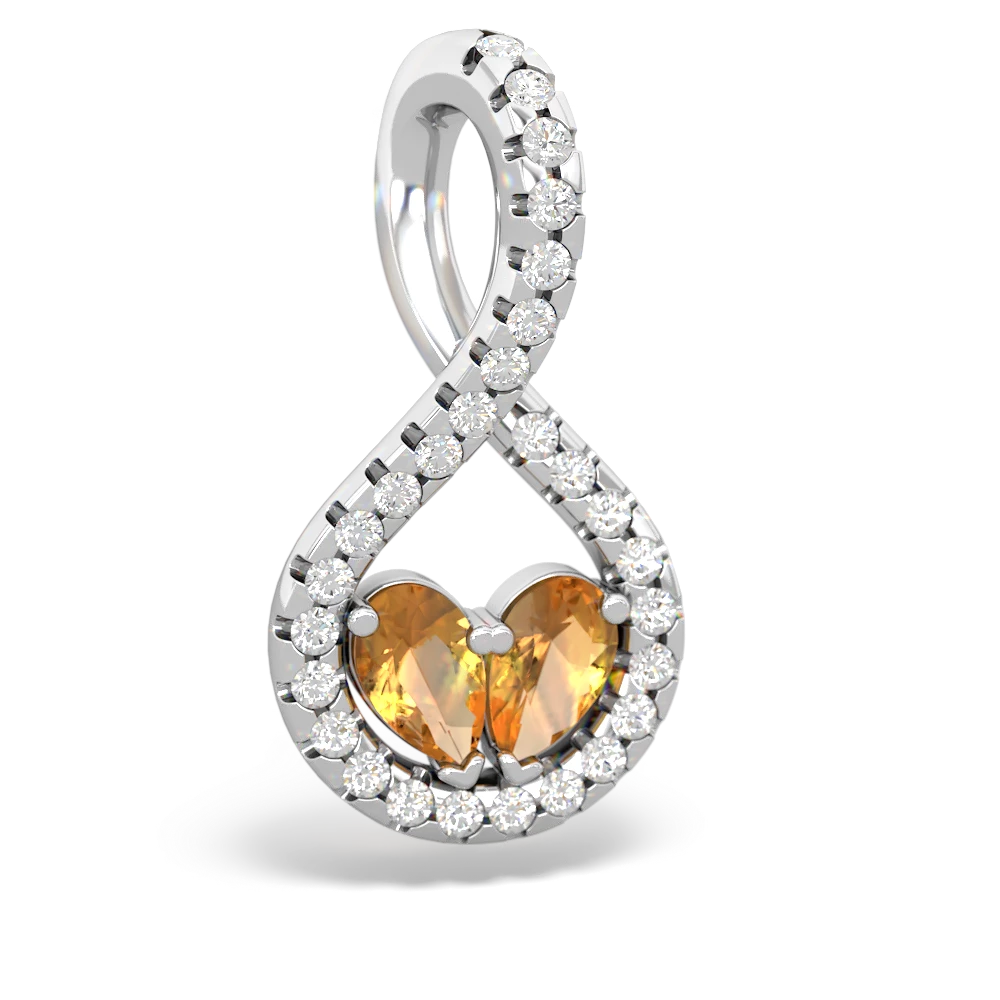 Citrine Pave Twist 'One Heart' 14K White Gold pendant P5360