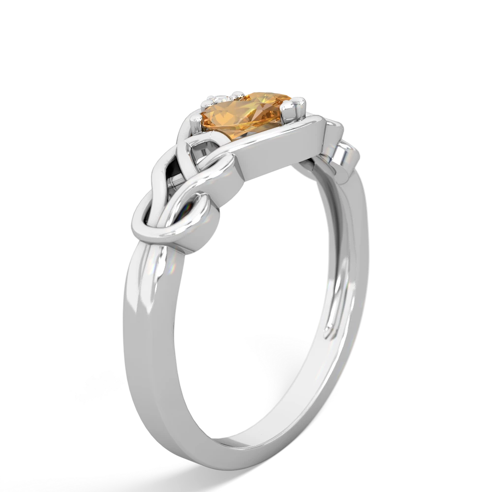 Citrine Celtic Love Knot 14K White Gold ring R5420