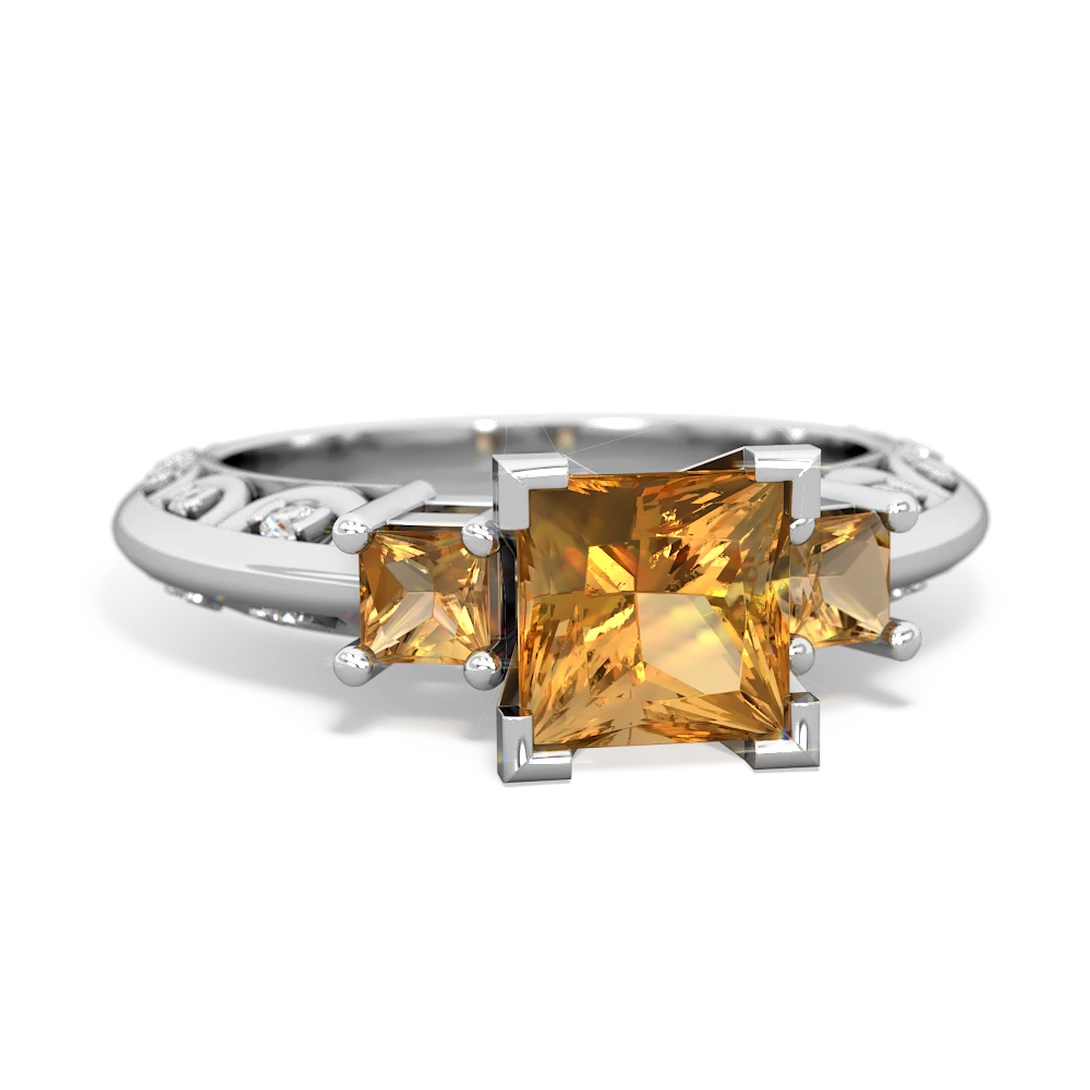 Citrine Eternal Embrace Engagement 14K White Gold ring C2001