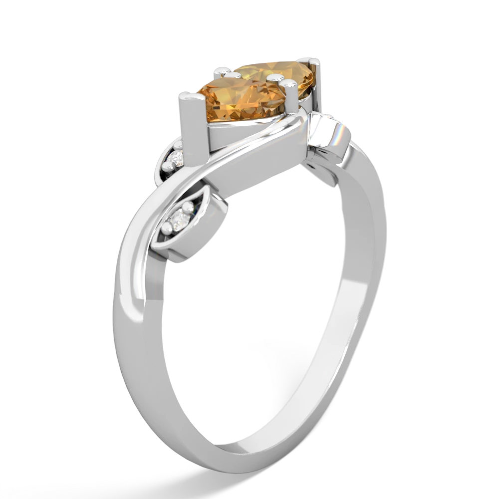 Citrine Floral Elegance 14K White Gold ring R5790