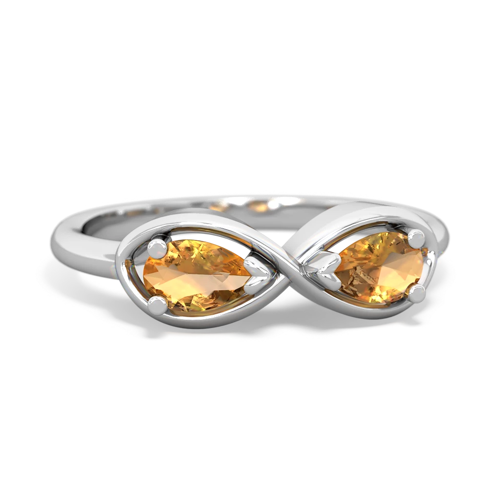 Citrine Infinity 14K White Gold ring R5050