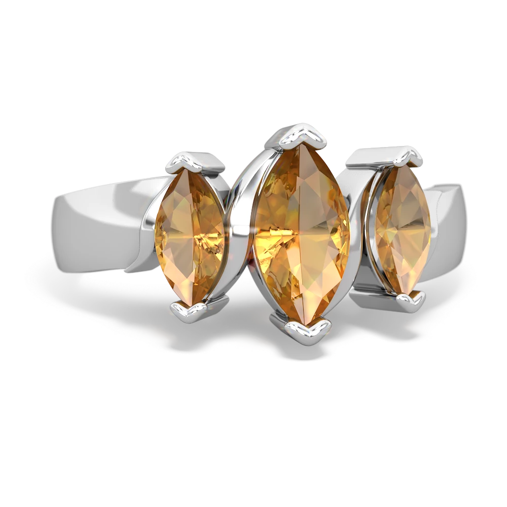 Citrine Three Peeks 14K White Gold ring R2433