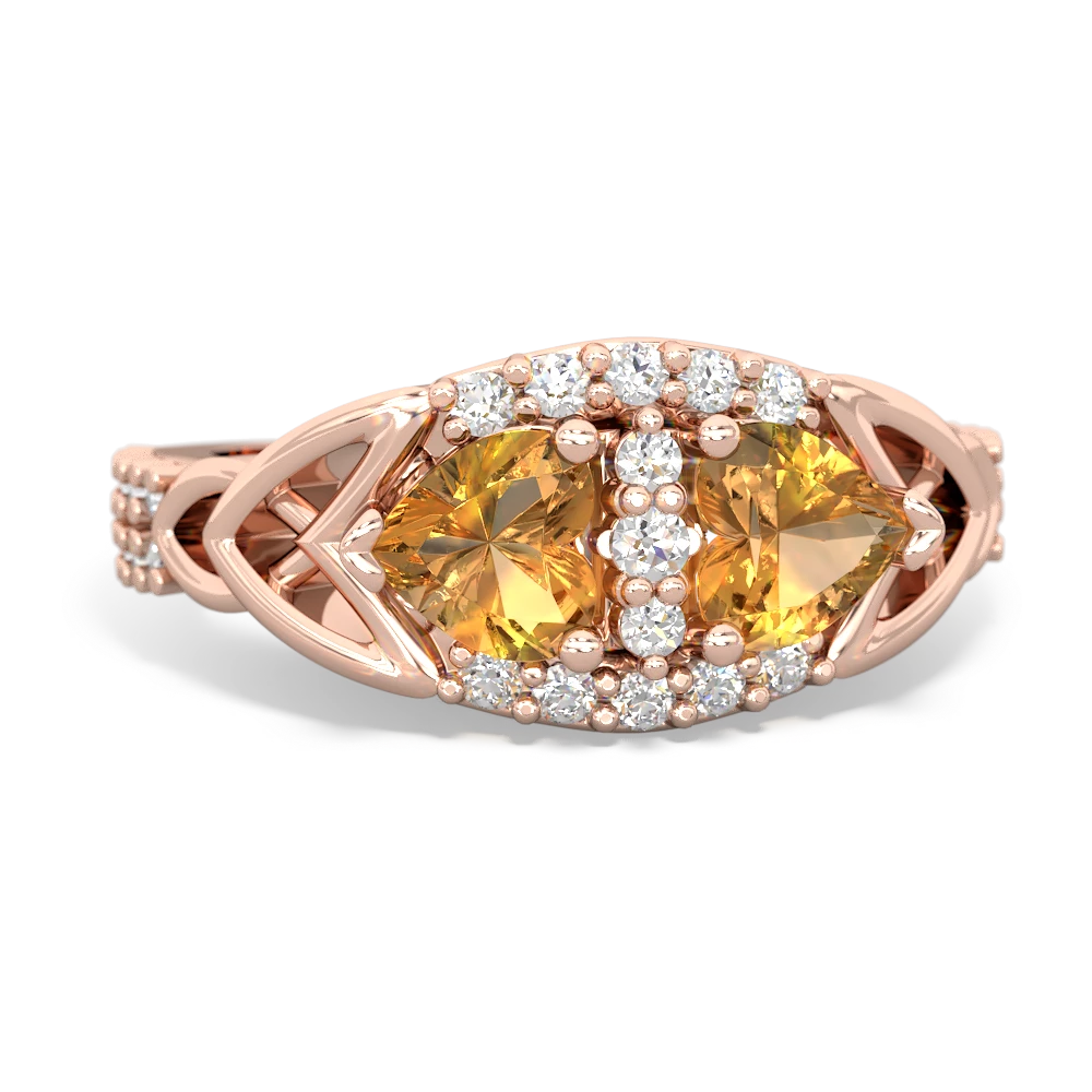 Citrine Sparkling Celtic Knot 14K Rose Gold ring R2645