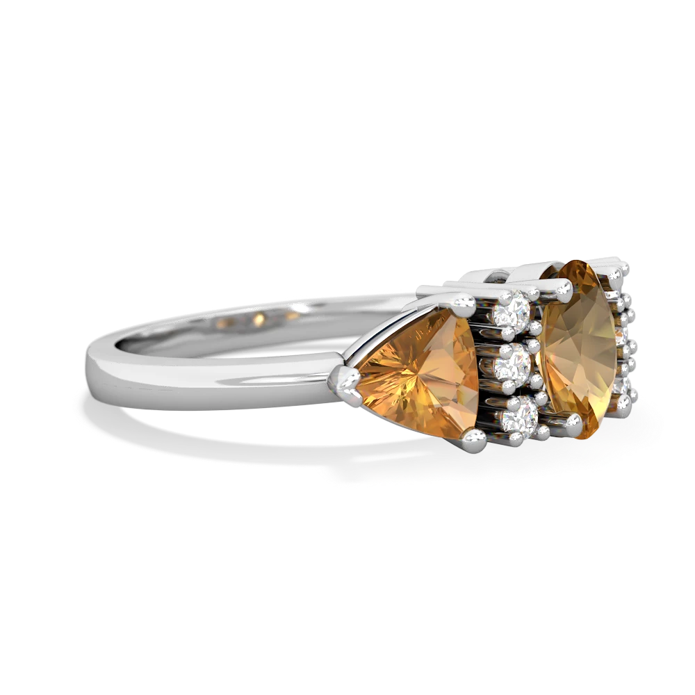 Citrine Antique Style Three Stone 14K White Gold ring R2186