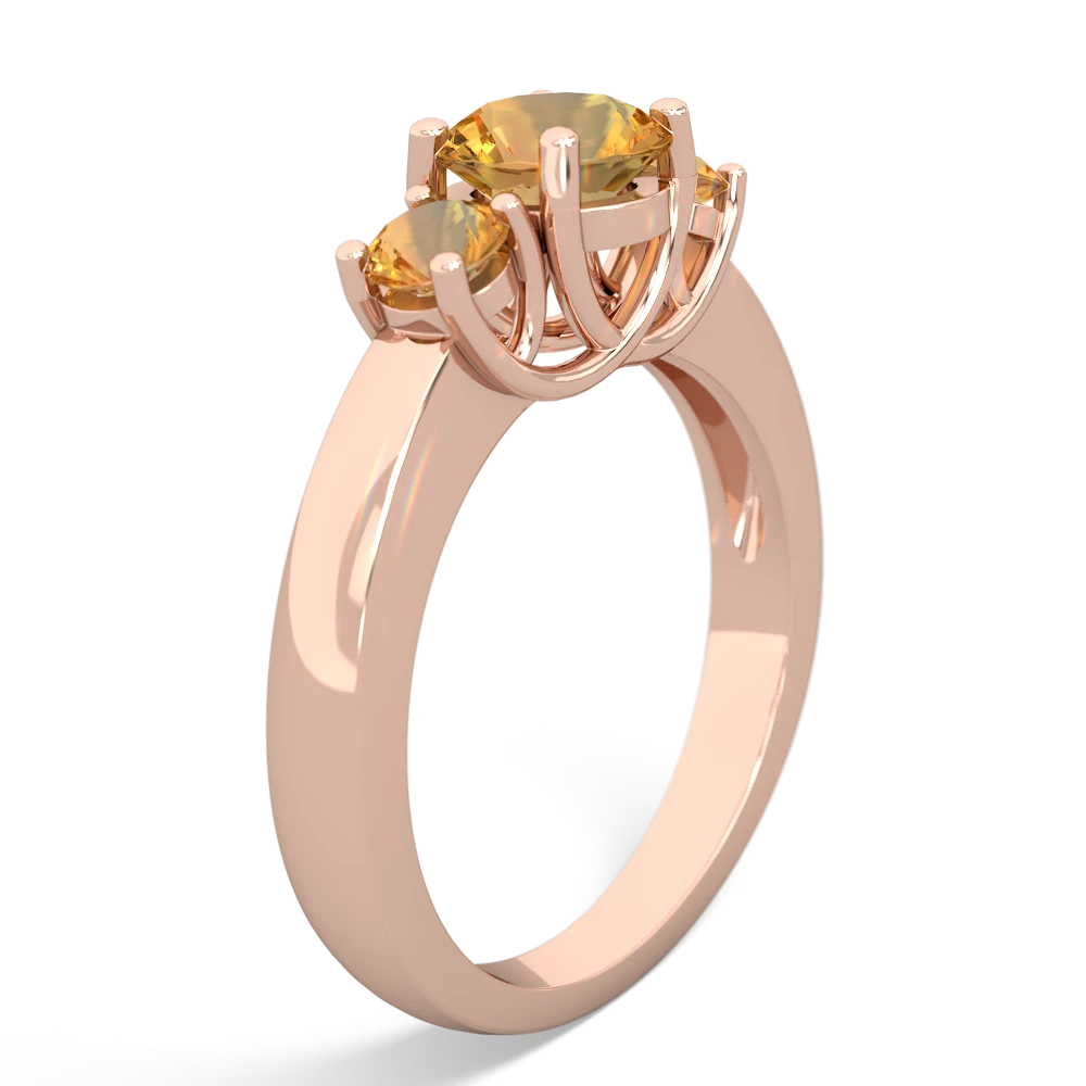 Smoky Quartz Three Stone Round Trellis 14K Rose Gold ring R4018