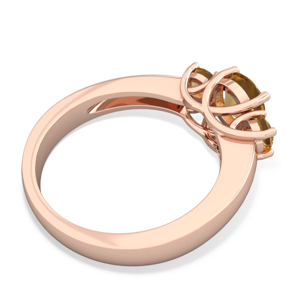 Emerald Three Stone Round Trellis 14K Rose Gold ring R4018