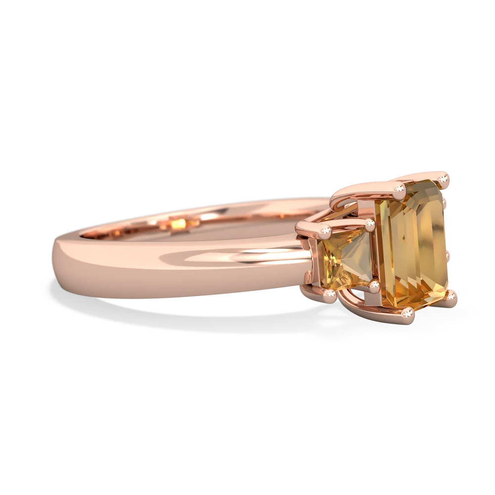 Sapphire Three Stone Emerald-Cut Trellis 14K Rose Gold ring R4021