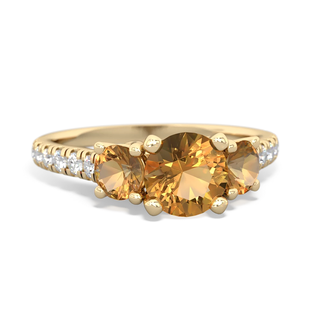 Citrine Pave Trellis 14K Yellow Gold ring R5500