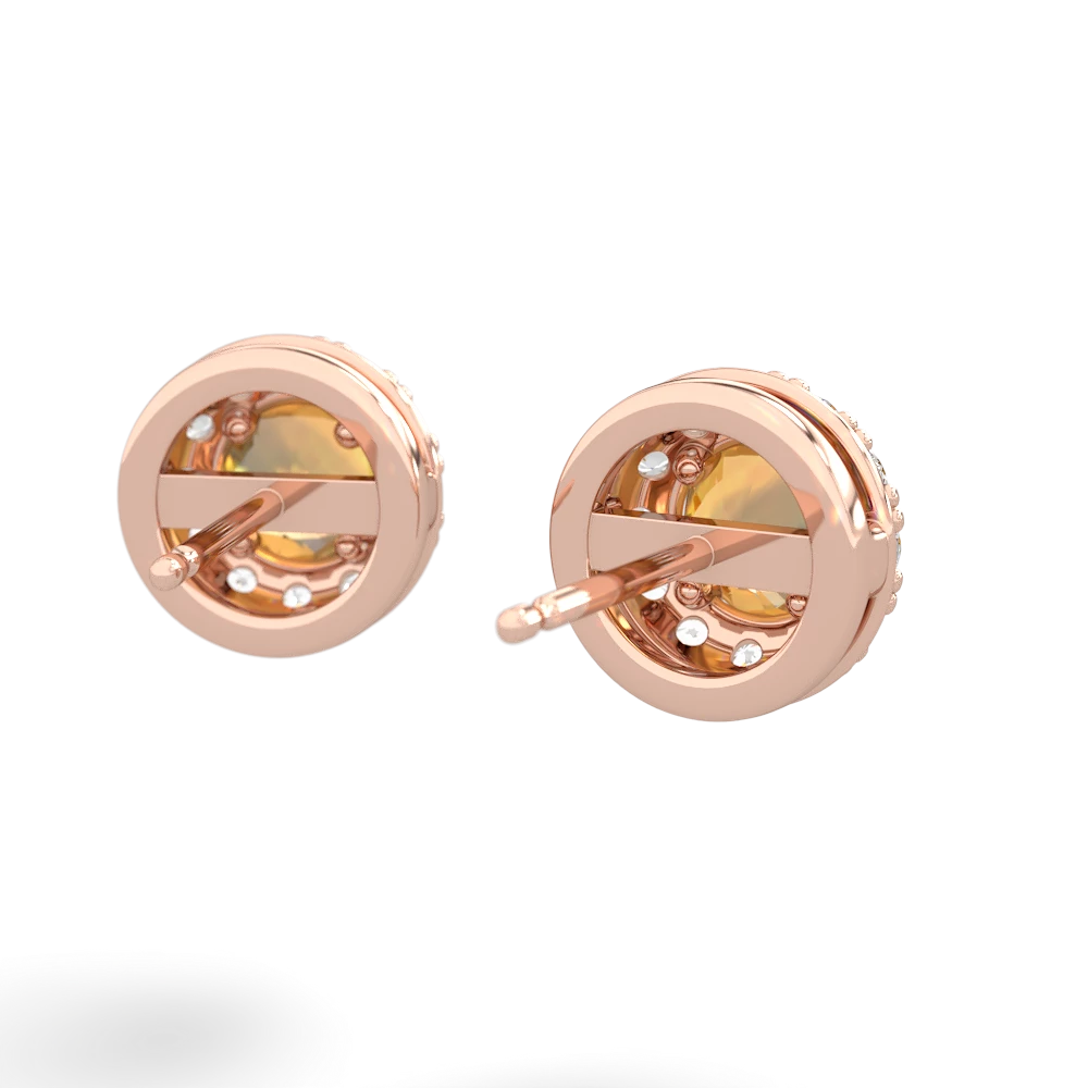 Citrine Diamond Halo 14K Rose Gold earrings E5370