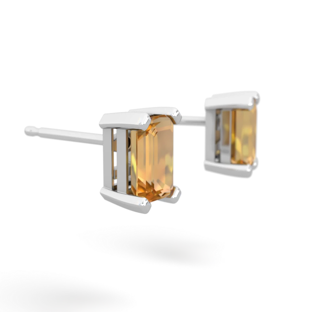 Citrine 6X4mm Emerald-Cut Stud 14K White Gold earrings E1855