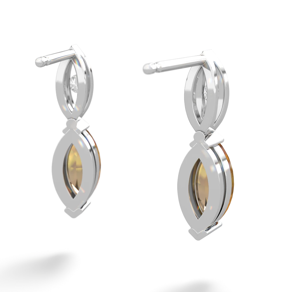 Citrine Marquise Drop 14K White Gold earrings E5333