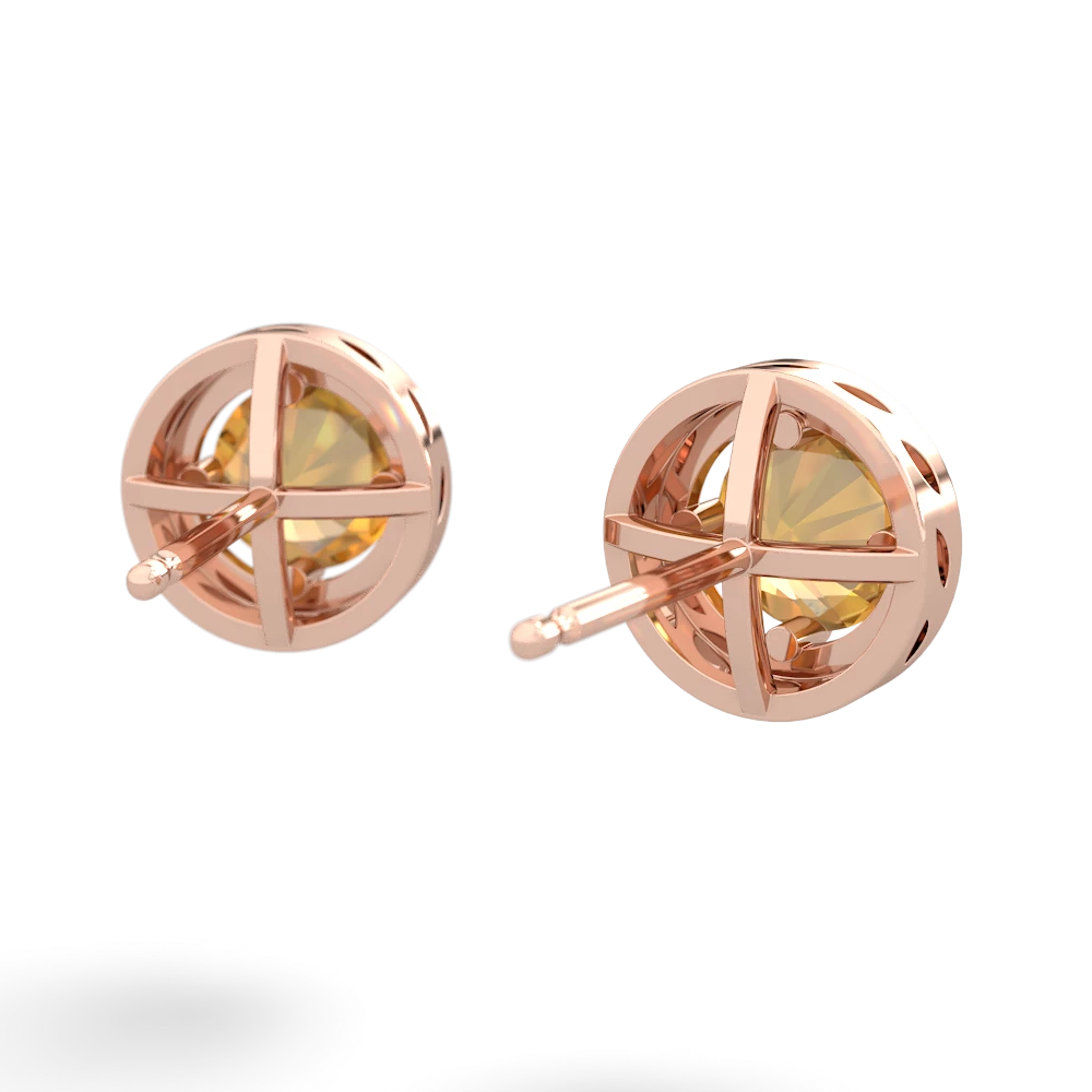 Citrine Halo 14K Rose Gold earrings E5320