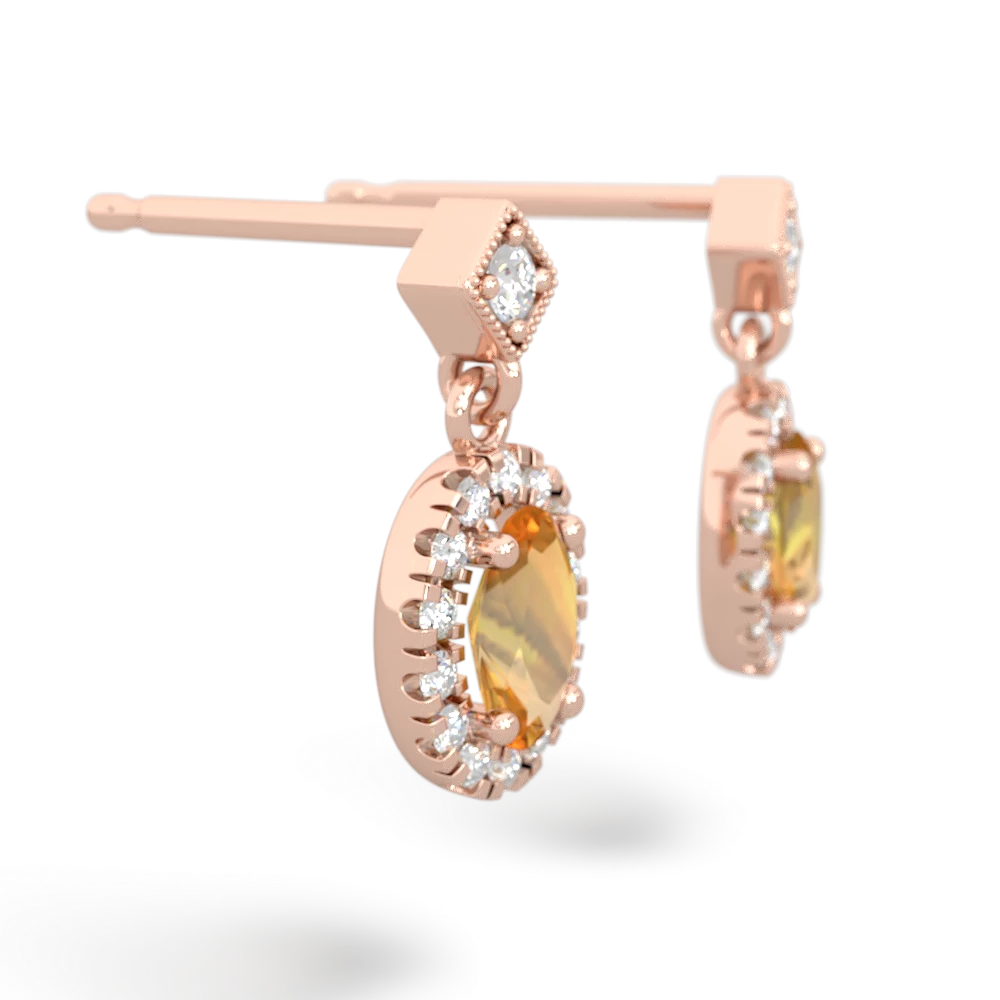 Citrine Antique-Style Halo 14K Rose Gold earrings E5720