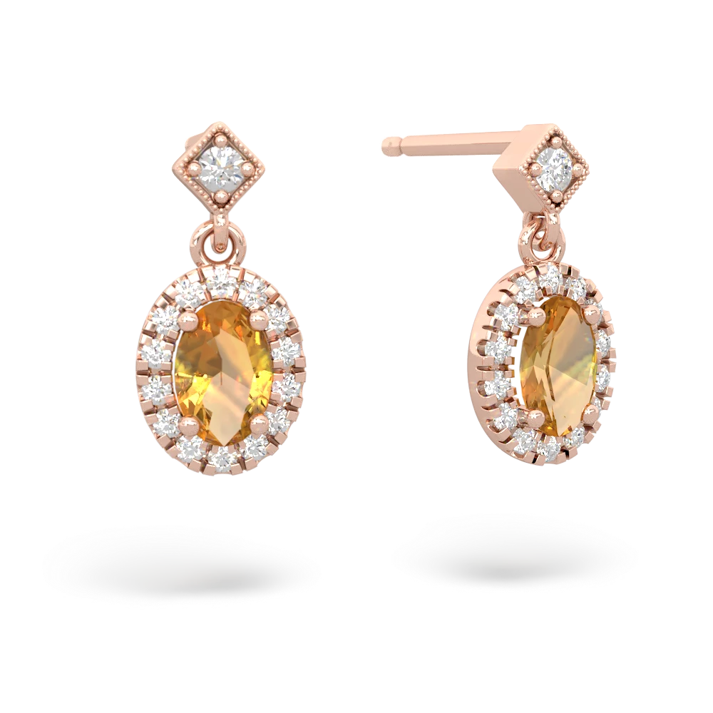 Citrine Antique-Style Halo 14K Rose Gold earrings E5720