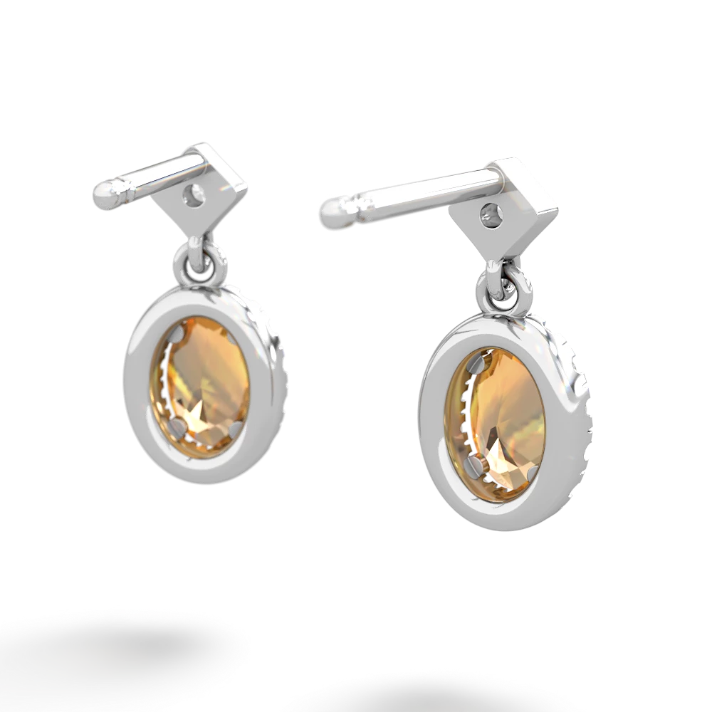 Citrine Antique-Style Halo 14K White Gold earrings E5720