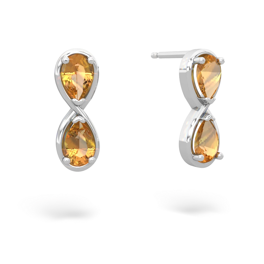 Citrine Infinity 14K White Gold earrings E5050