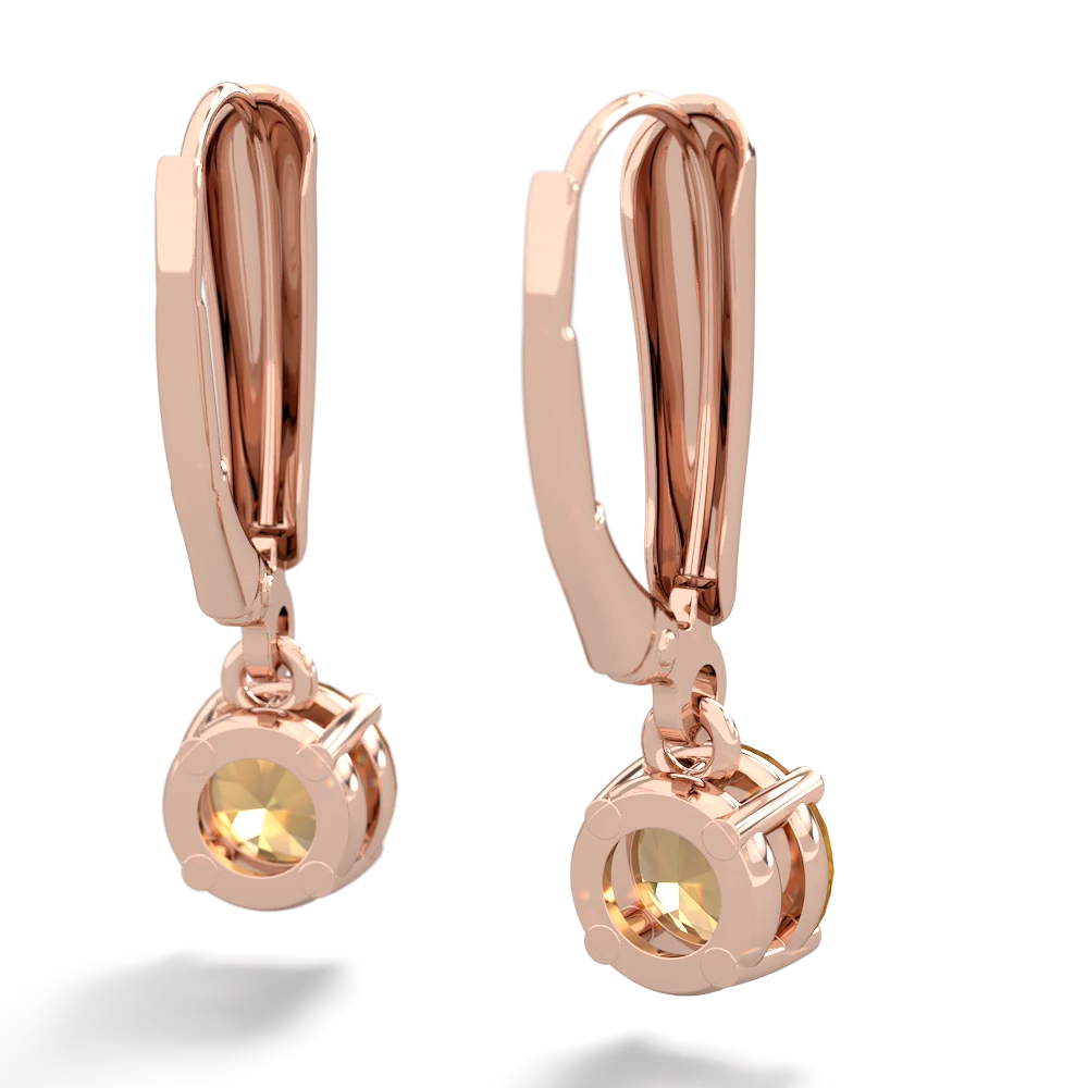 Citrine 6Mm  Round Lever Back 14K Rose Gold earrings E2786