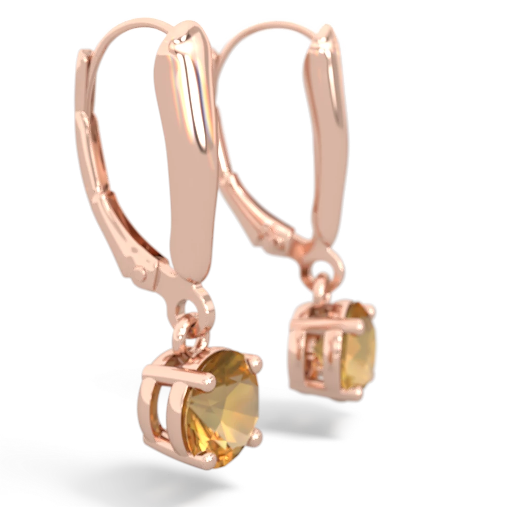 Citrine 6Mm  Round Lever Back 14K Rose Gold earrings E2786