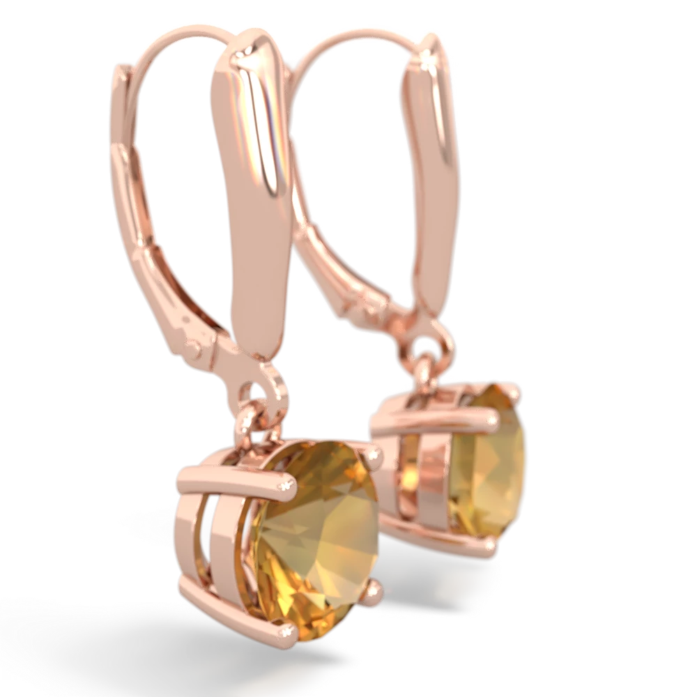 Citrine 8Mm  Round Lever Back 14K Rose Gold earrings E2788