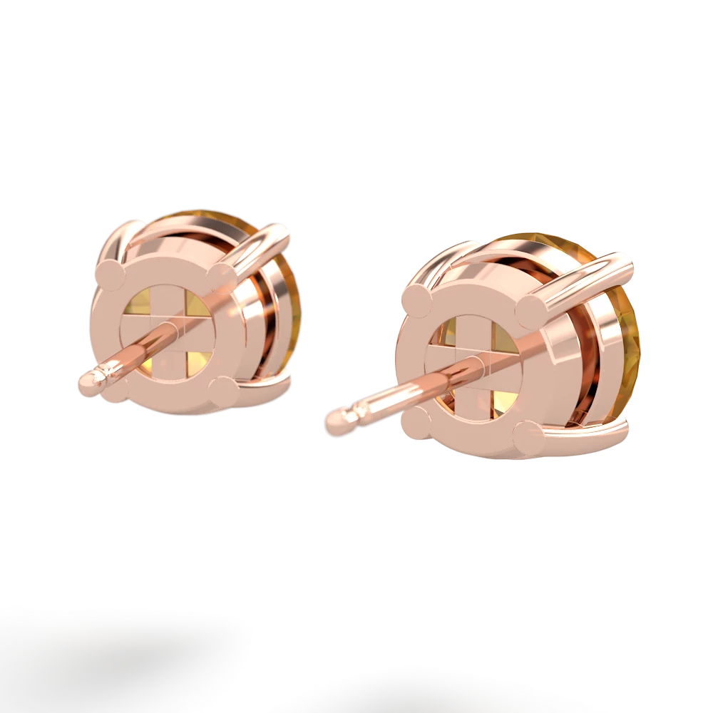 Citrine 8Mm Round Stud 14K Rose Gold earrings E1788