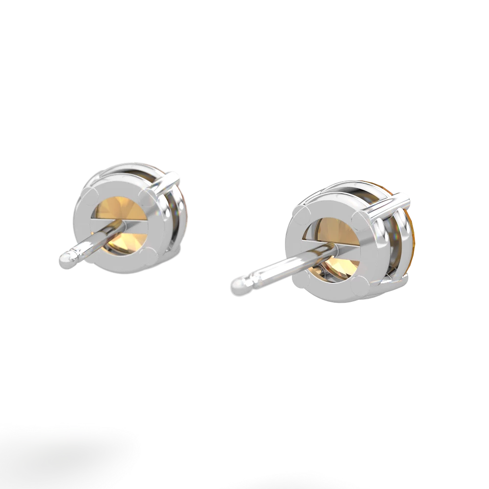 Citrine 6Mm Round Stud 14K White Gold earrings E1786