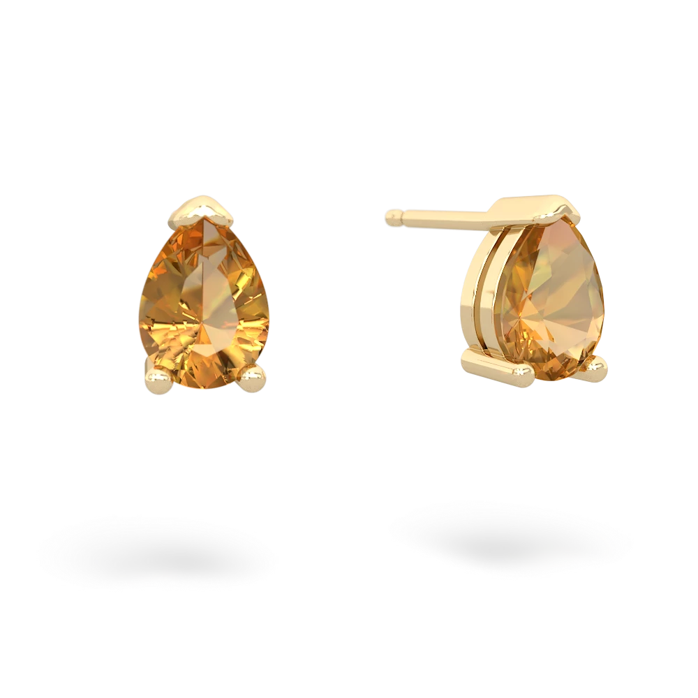 Citrine Teardrop Stud 14K Yellow Gold earrings E1793