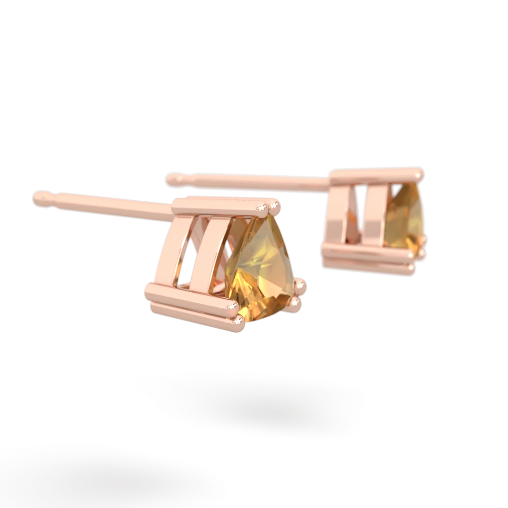 Citrine 5Mm Trillion Stud 14K Rose Gold earrings E1858