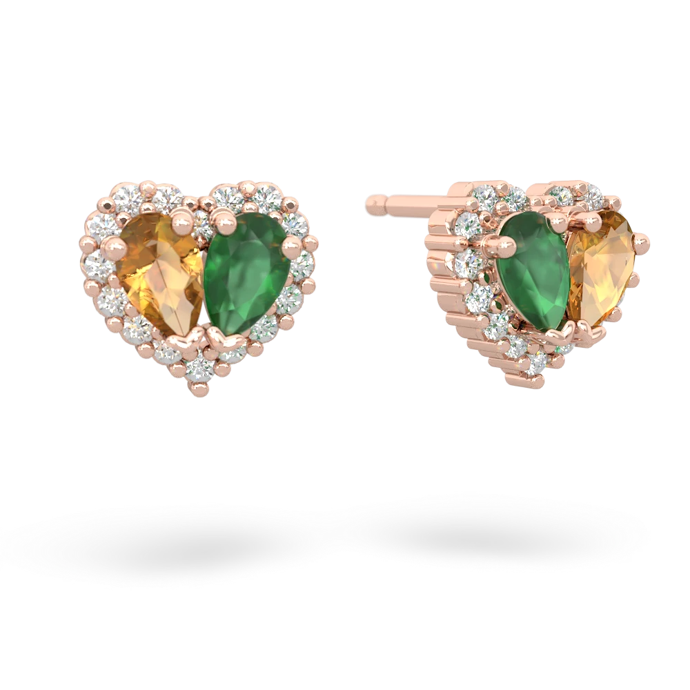 Citrine Halo 14K Rose Gold earrings E7008