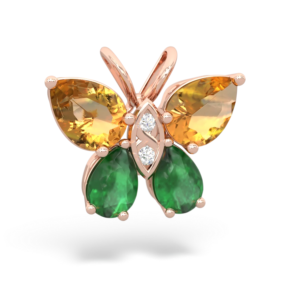 Citrine Butterfly 14K Rose Gold pendant P2215