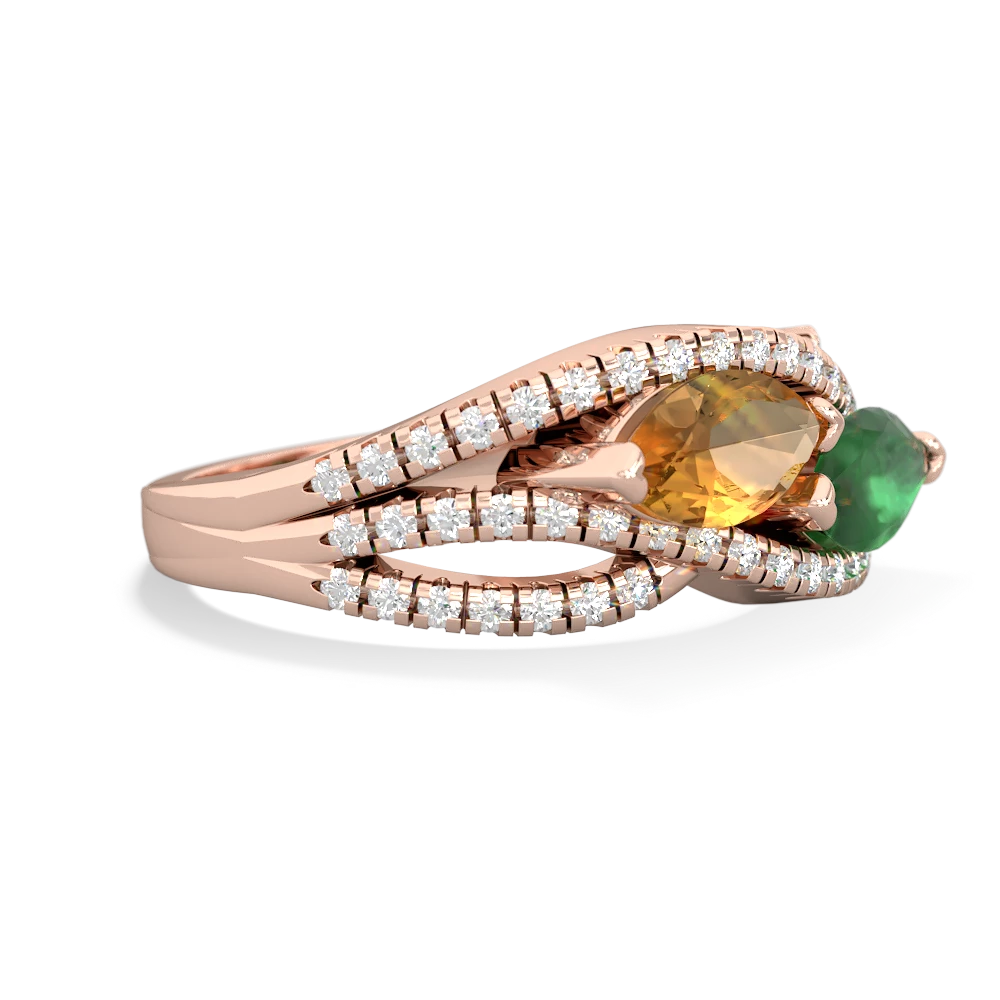 Citrine Diamond Rivers 14K Rose Gold ring R3070