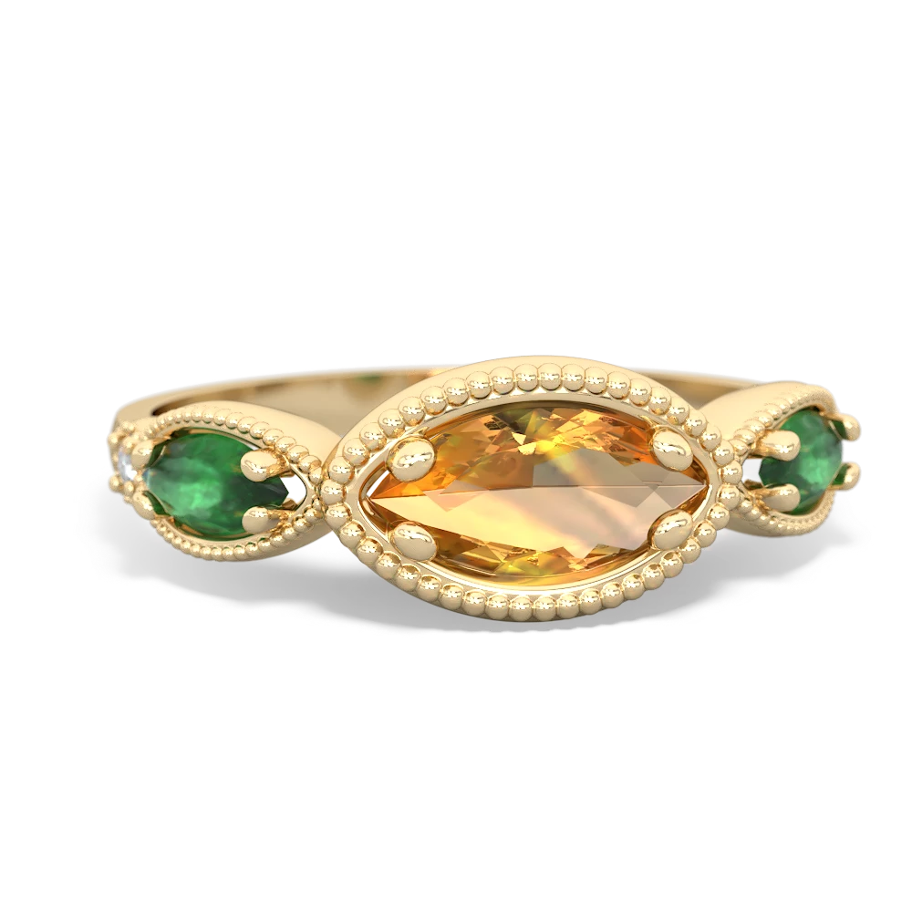 Citrine Milgrain Marquise 14K Yellow Gold ring R5700