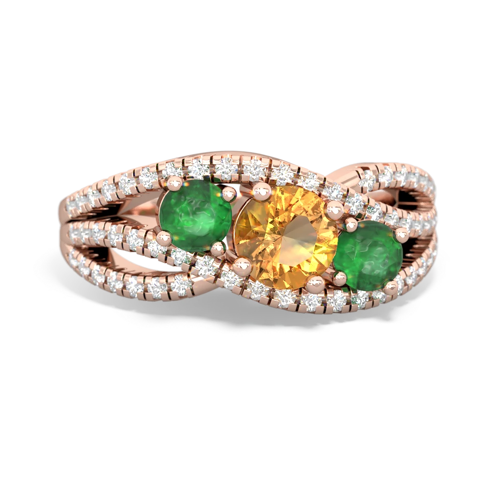 Citrine Three Stone Aurora 14K Rose Gold ring R3080