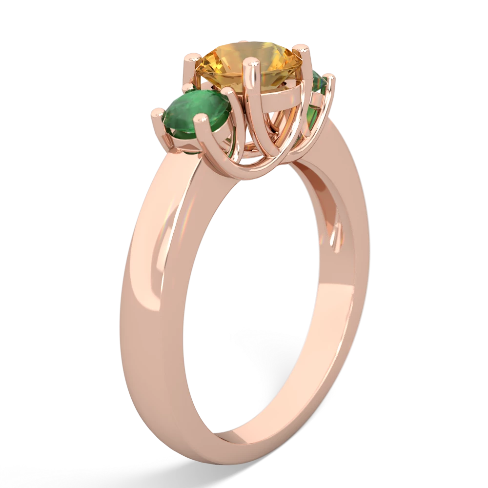 Citrine Three Stone Round Trellis 14K Rose Gold ring R4018