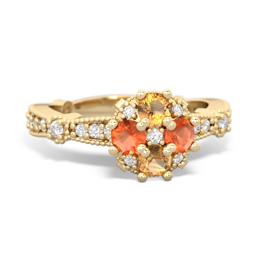 Citrine Sparkling Tiara Cluster 14K Yellow Gold ring R26293RD