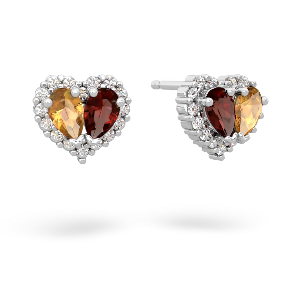 Citrine Halo 14K White Gold earrings E7008