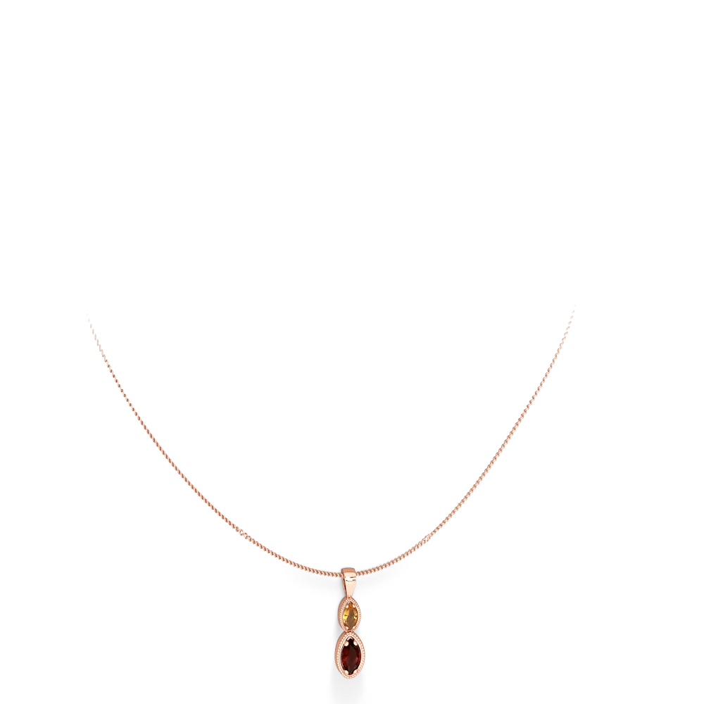 Citrine Antique-Style Halo 14K Rose Gold pendant P5700