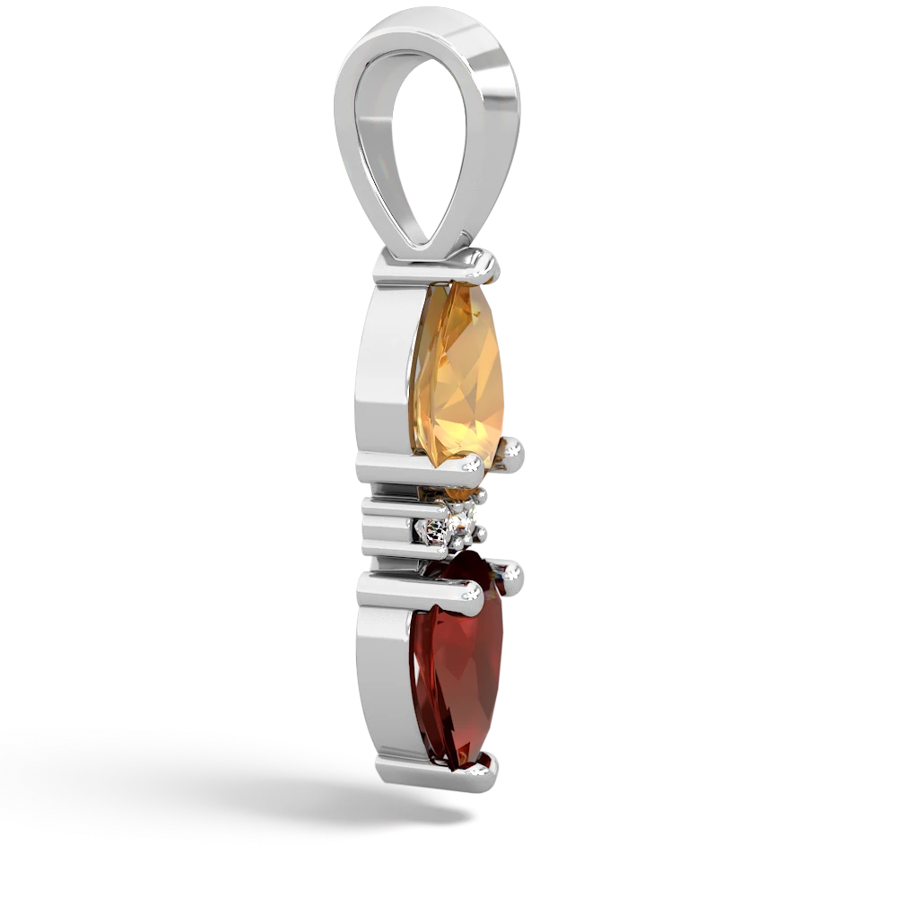 Citrine Bowtie Drop 14K White Gold pendant P0865