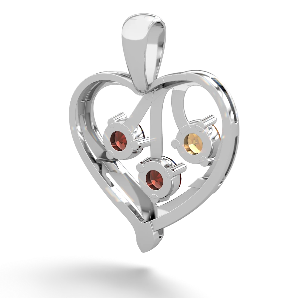 Citrine Glowing Heart 14K White Gold pendant P2233