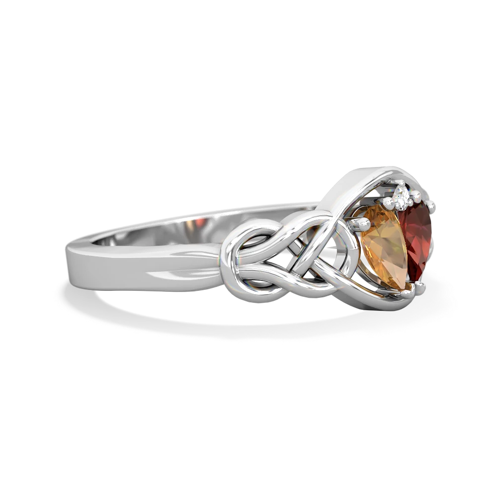 Citrine Celtic Love Knot 14K White Gold ring R5420