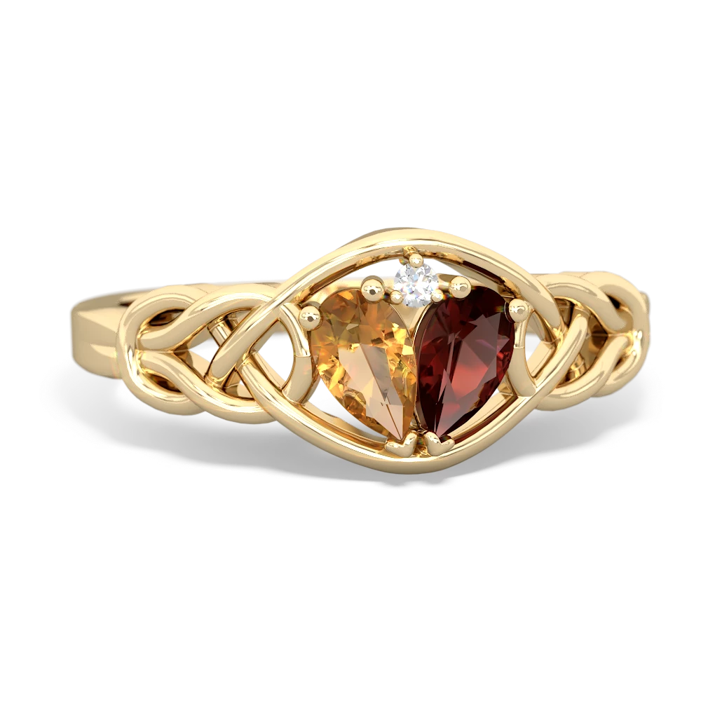 Citrine Celtic Love Knot 14K Yellow Gold ring R5420