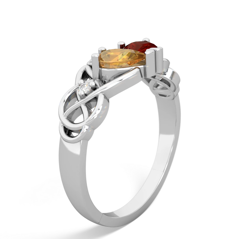 Citrine 'One Heart' Celtic Knot Claddagh 14K White Gold ring R5322