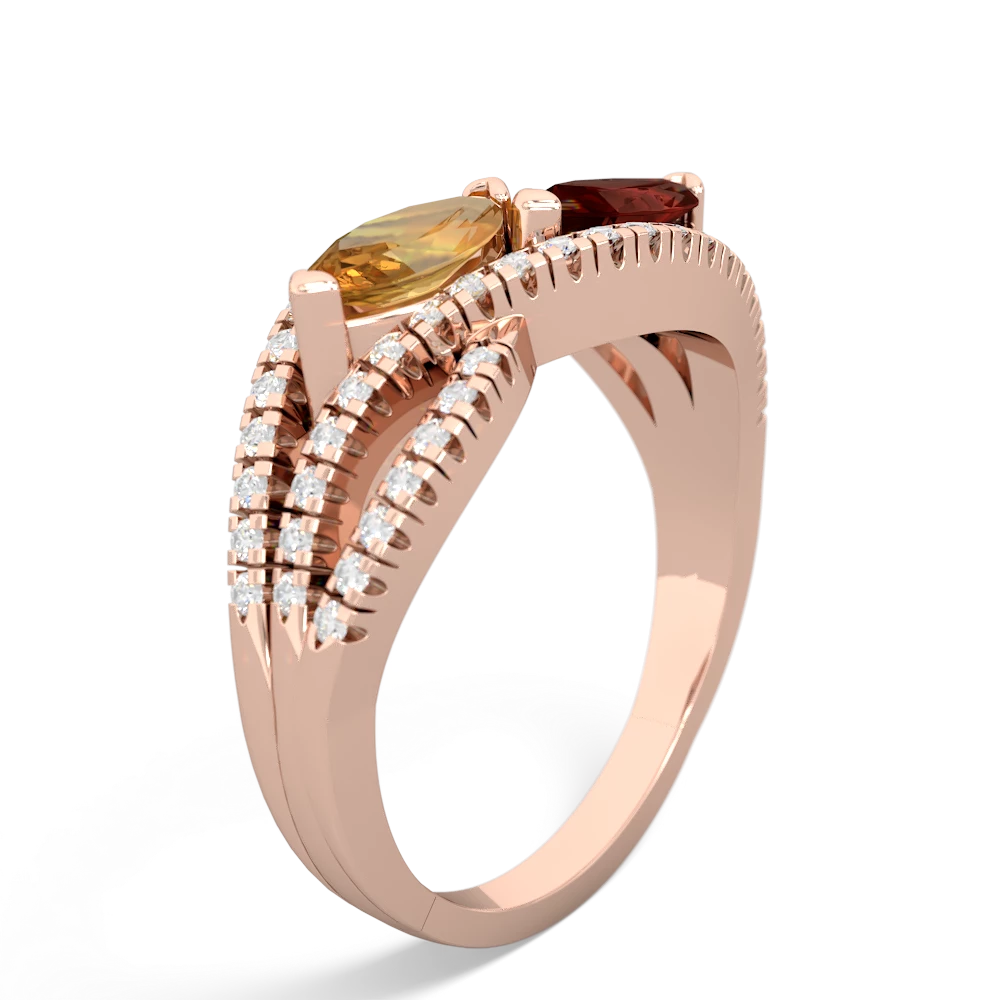 Citrine Diamond Rivers 14K Rose Gold ring R3070