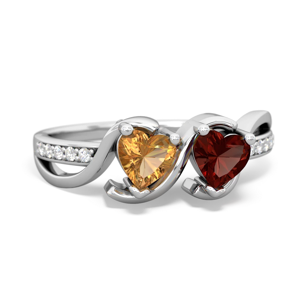 Citrine Side By Side 14K White Gold ring R3090